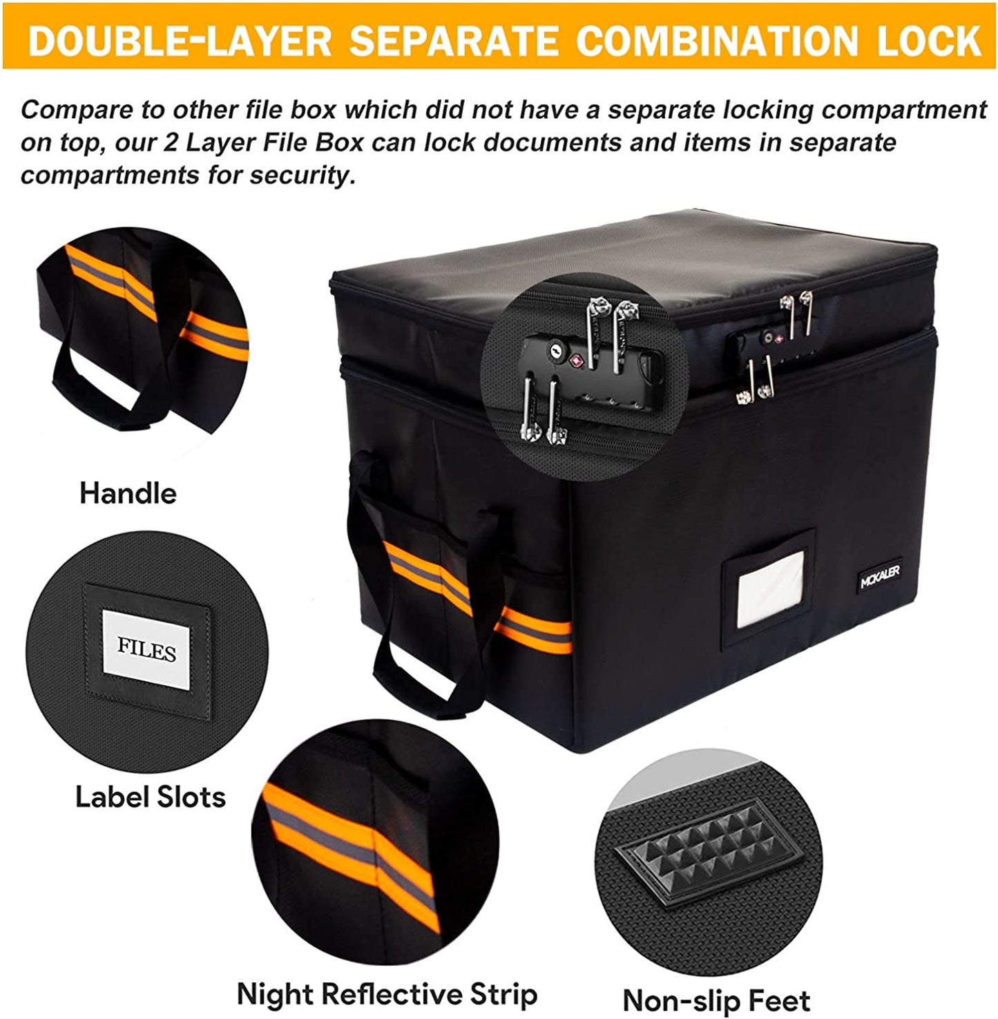 File Box, with Lock,2 Layer Water-resistant